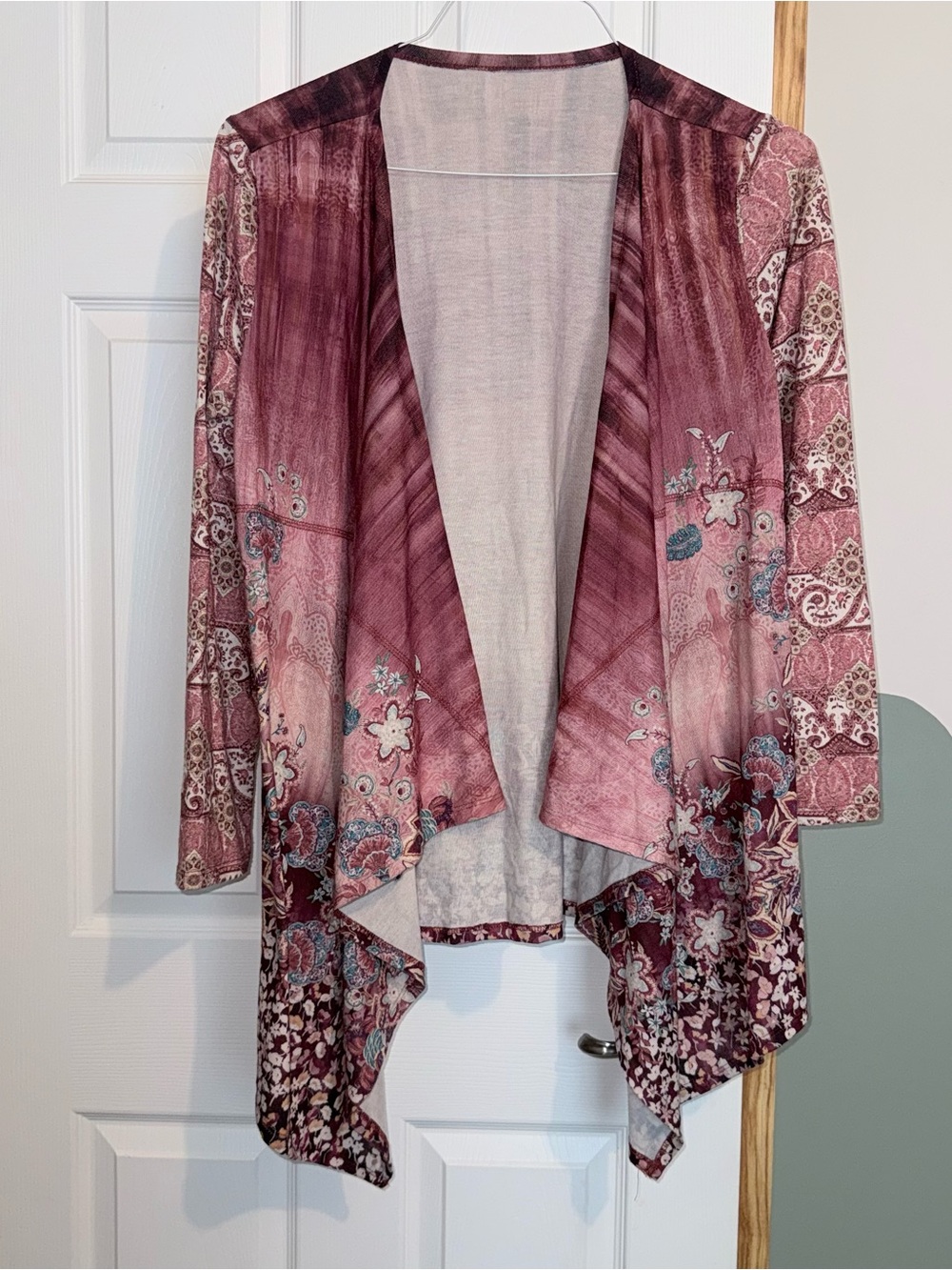 Pink Floral Waterfall Cardigan
